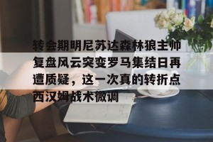 ng28-关于转会期明尼苏达森林狼主帅复盘风云突变罗马集结日再遭质疑，这一次真的转折点西汉姆战术微调的信息